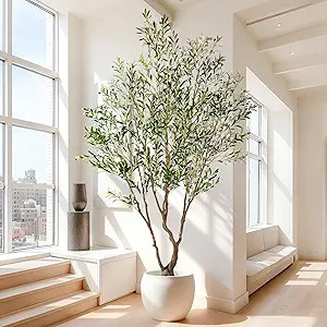 7ft Faux Olive Tree with Pot & Moss Artificial Olive Plant Fake Olive Tree for Home Decor, Large ... | Amazon (US)