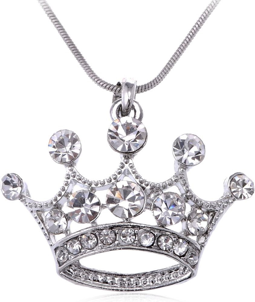 Alilang Clear Crystal Rhinestone Emperor Royal Crown Pendant Necklace - Perfect For King & Queens... | Amazon (US)