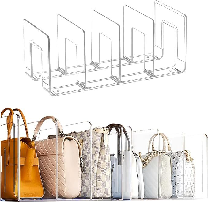 Clear Plastic Purse Handbag Organizer 4 Sections Bag Closet Shelf Divider Purse Display Stand Han... | Amazon (US)