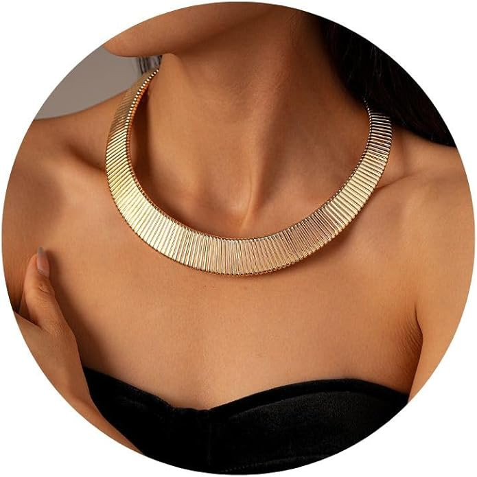 ANDKISS Chunky Gold Necklace for Women - Non Tarnish Statement Chunky Necklaces Thick Gold Choker... | Amazon (US)