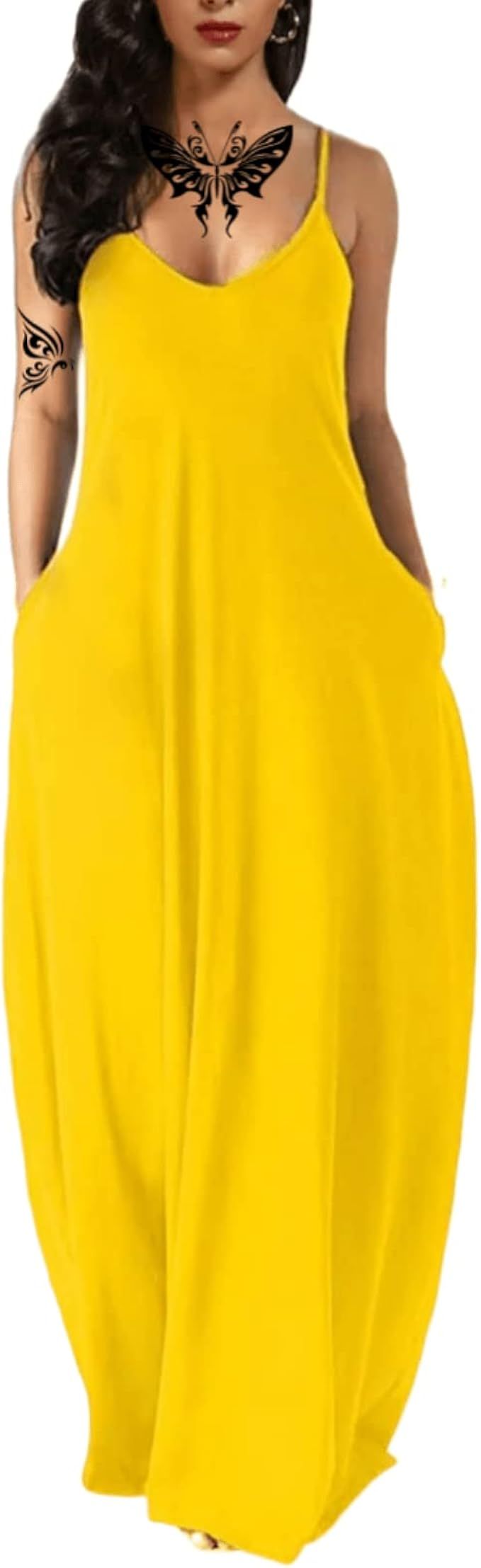 Fussangshu Women's Summer Maxi Dress Long Dress Casual Boho Sleeveless Strap Smocked Tiered Long ... | Amazon (US)