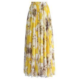 Marvelous Floral Maxi Skirt in Yellow | Chicwish