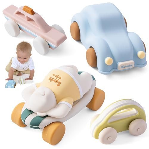 Moonkie Food Grade Silicone Toy Cars for Toddlers 1-3, Push and Go Baby Car Toys 6-12 Months+, One-Piece Design Infant Toys, Birthday Gifts for 1 Year Old Boy Girl, Easy to Clean & Grasp, 5 Pack | Amazon (US)