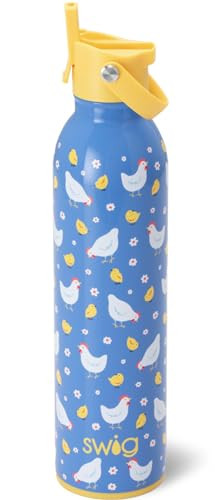 Swig Life 26oz Insulated Water Bottle, Travel Water Bottle with Straw and Lid, Cup Holder Friendly, Stainless Steel (Chicks Dig It) | Amazon (US)