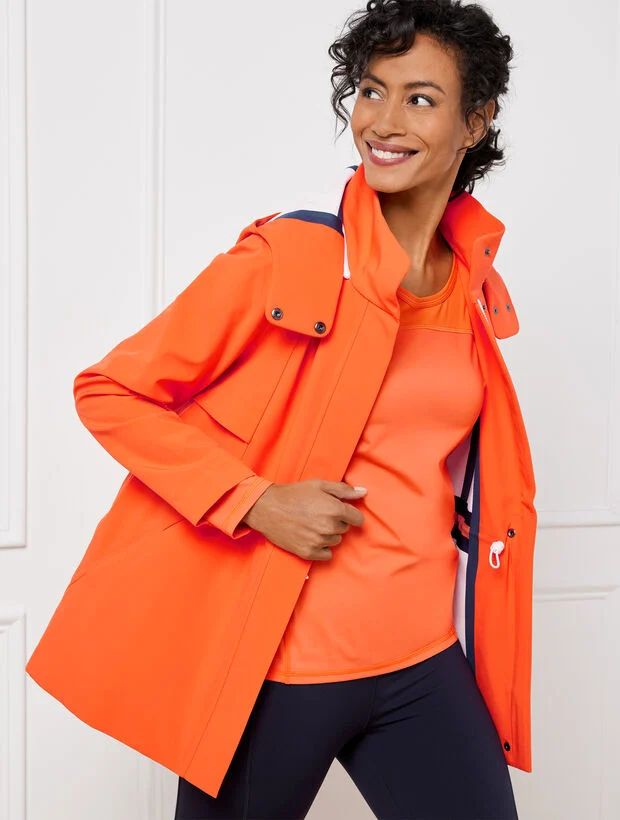 Hooded Water-Resistant Jacket - Bright Tangerine | Talbots