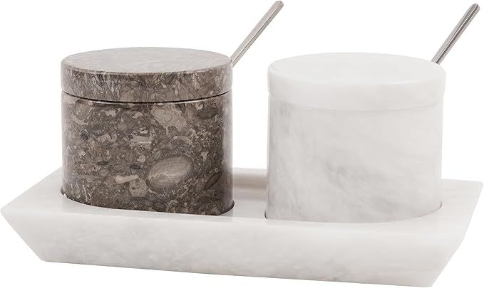 Radicaln Marble Salt Cellar With Lid & Tray Oceanic and White Handmade Set of 2 Salt & Spice Cont... | Amazon (US)