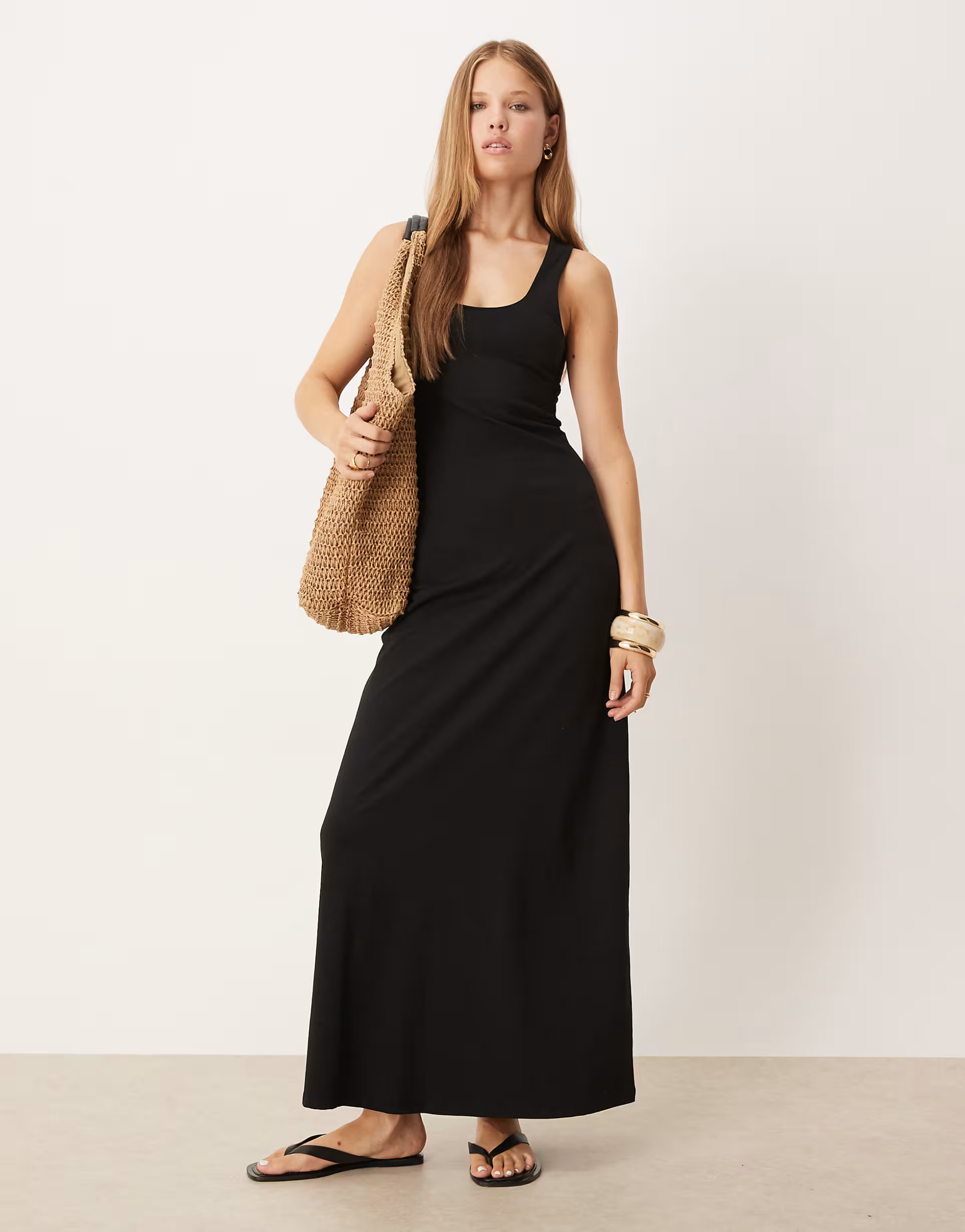 ASOS DESIGN scoop racer maxi dress in black | ASOS (Global)