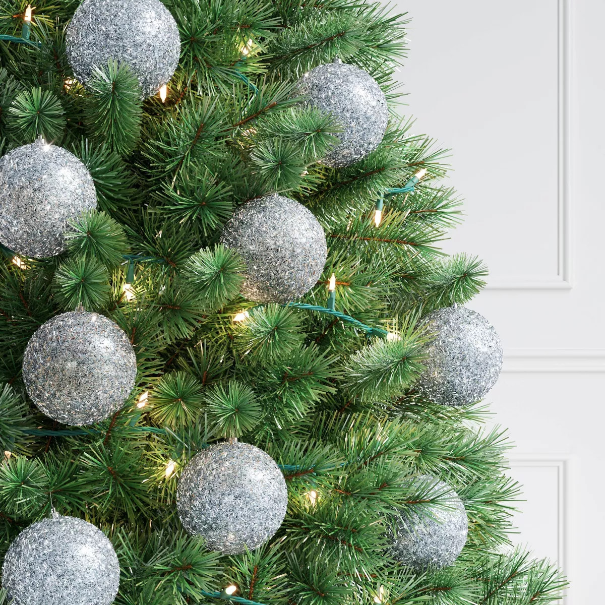 9pc Christmas Tinsel Ball Ornament Set White - Wondershop™ | Target