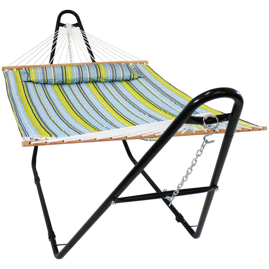 Sunnydaze Quilted 2-Person Hammock with Multi-Use Universal Stand | Sunnydaze Decor