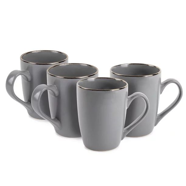 Thyme & Table Drinkware Gray Ava Stoneware 14oz Mugs, 4 Pack | Walmart (US)