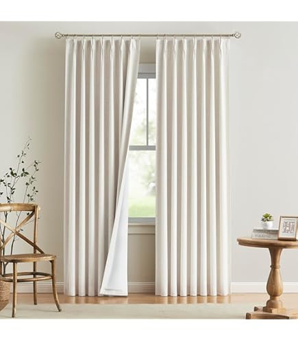 TWOPAGES Liz Linen Custom Curtain Customizable Size Blackout Pleated Header Memory Trained Neutra... | Amazon (US)