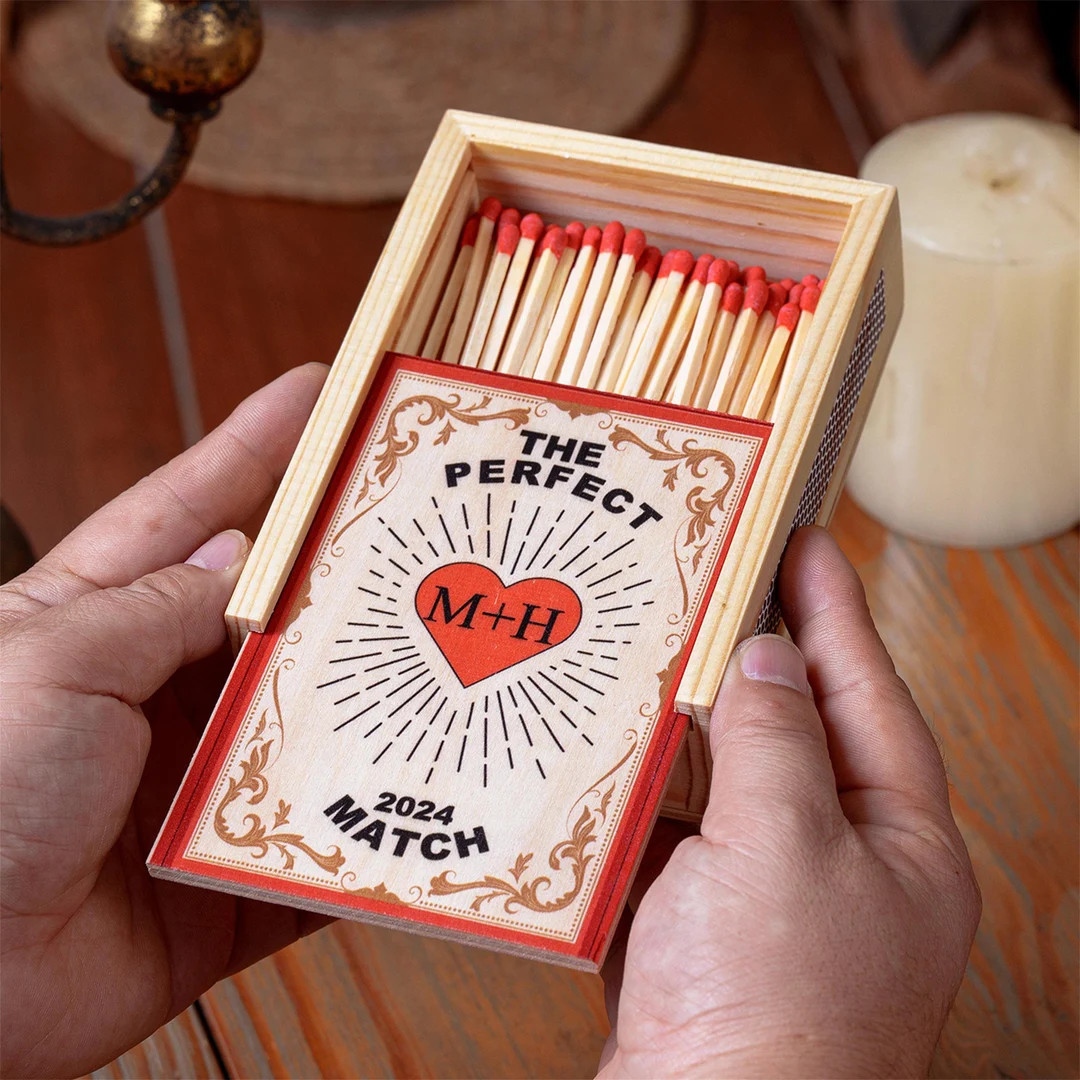 Wood Match Box,personalized Large Couple Matchbox, the Perfect Match Wedding Anniversary Gifts fo... | Etsy (US)