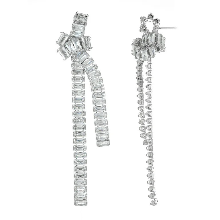 Time and Tru Silvertone Rhinestone Twist Earrings, 1 Pair | Walmart (US)