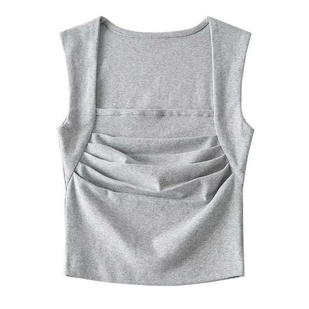 fvwitlyh Grey Womens Cropped Tank Tops Tank Tops for Women Loose Fit Summer Tops V Neck Sleeveless T | Walmart (US)