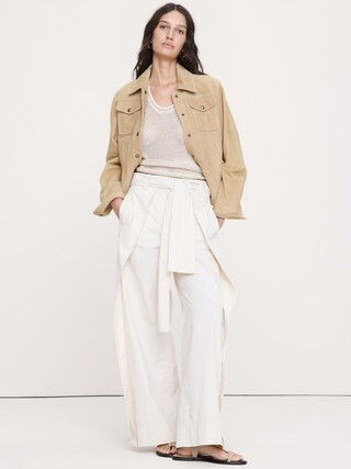 High-Rise Wide-Leg Wrap-Front Chino Pant | Banana Republic (US)