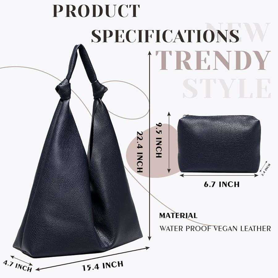 Vegan Leather Hobo Purses set, Slouchy Shoulder Bag Knotted Hobo Bags for Women with a small purs... | Amazon (US)