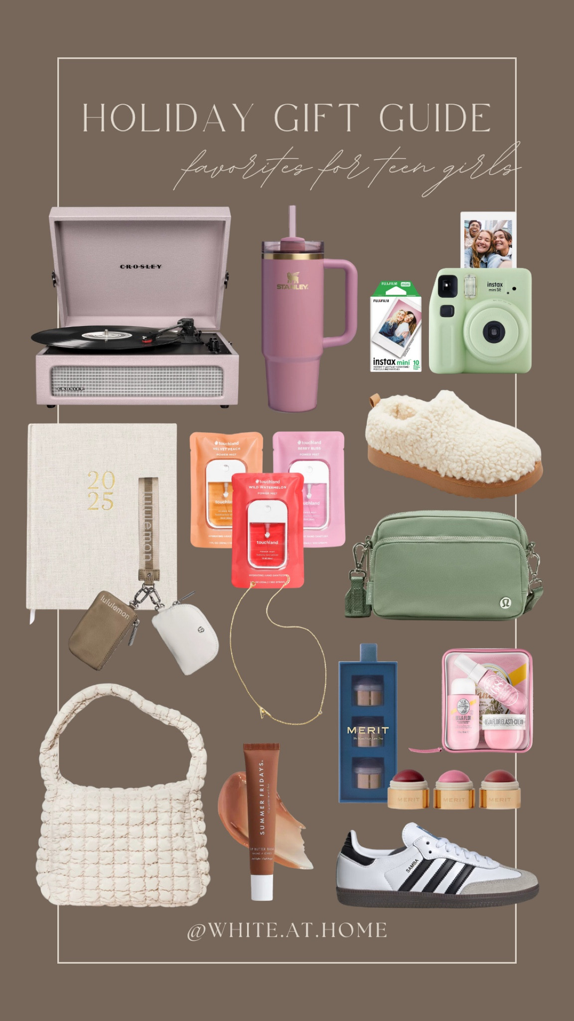 A holiday gift guide for the teen girls! Trending belt bags, cozy slippers, record player, Polaroid camera, clean makeup, and more!! 

#LTKGiftGuide #LTKHoliday