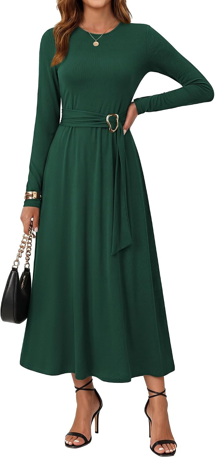 GRACE KARIN 2026 Women's Long Sleeve A-line Modest Midi Dress | Amazon (US)