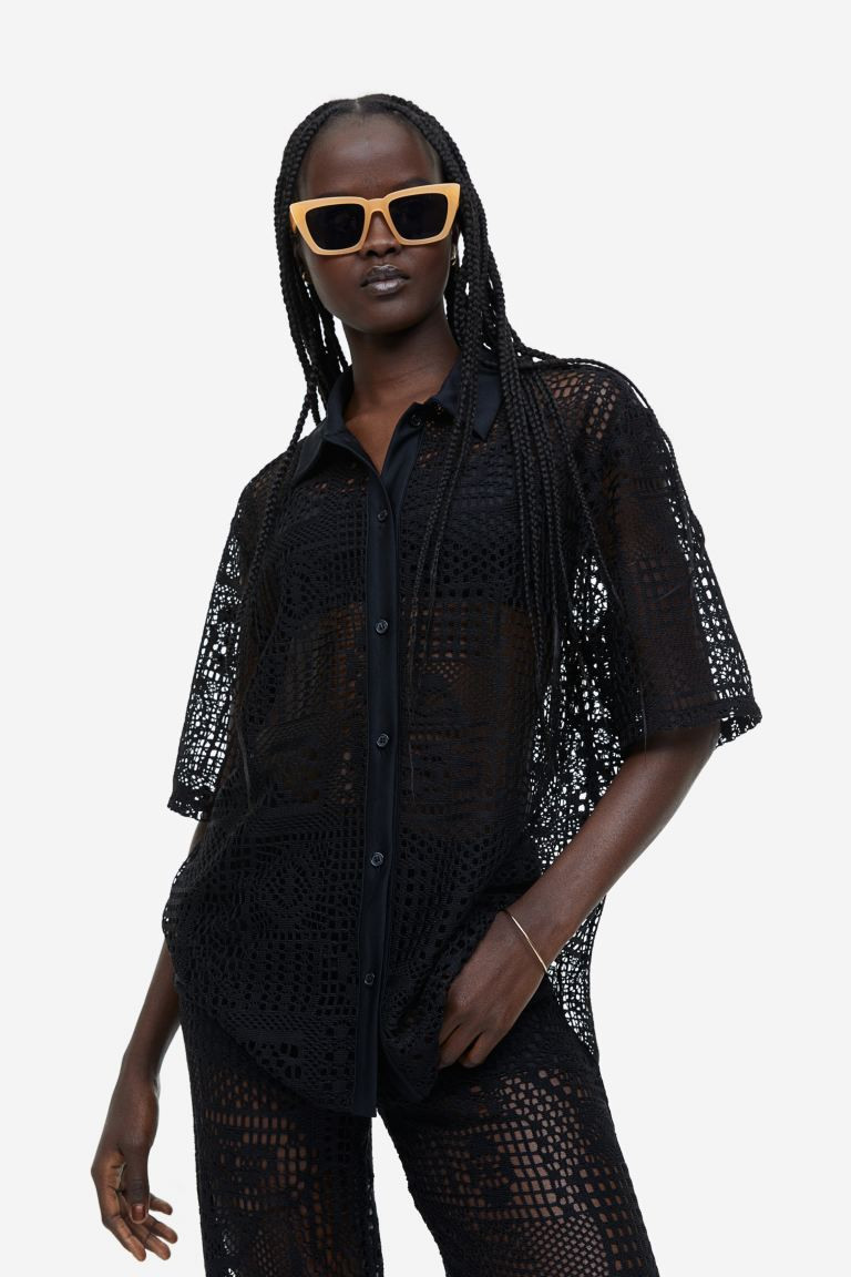 Oversized Crochet-look Shirt | H&M (US + CA)