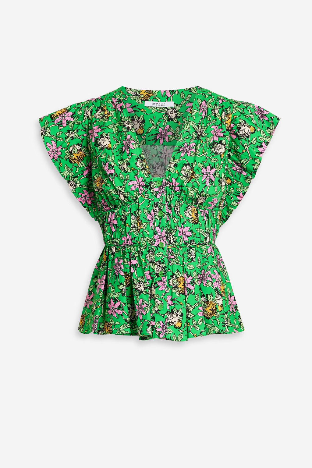 Roselyn ruffled floral-print cotton-blend poplin blouse | The Outnet (US and CA)
