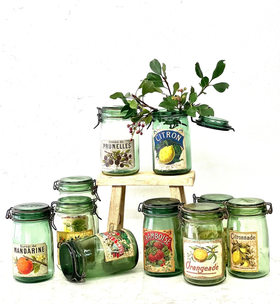 Vintage French l’Idele Canning Jars, Durfor Green Glass French Canning Jars, Le Parfait Canning... | Etsy (US)