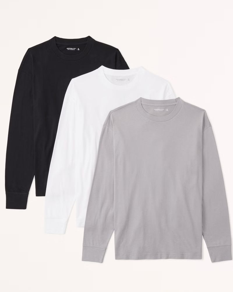 Men's 3-Pack Essential Long-Sleeve Tee | Men's New Arrivals | Abercrombie.com | Abercrombie & Fitch (US)