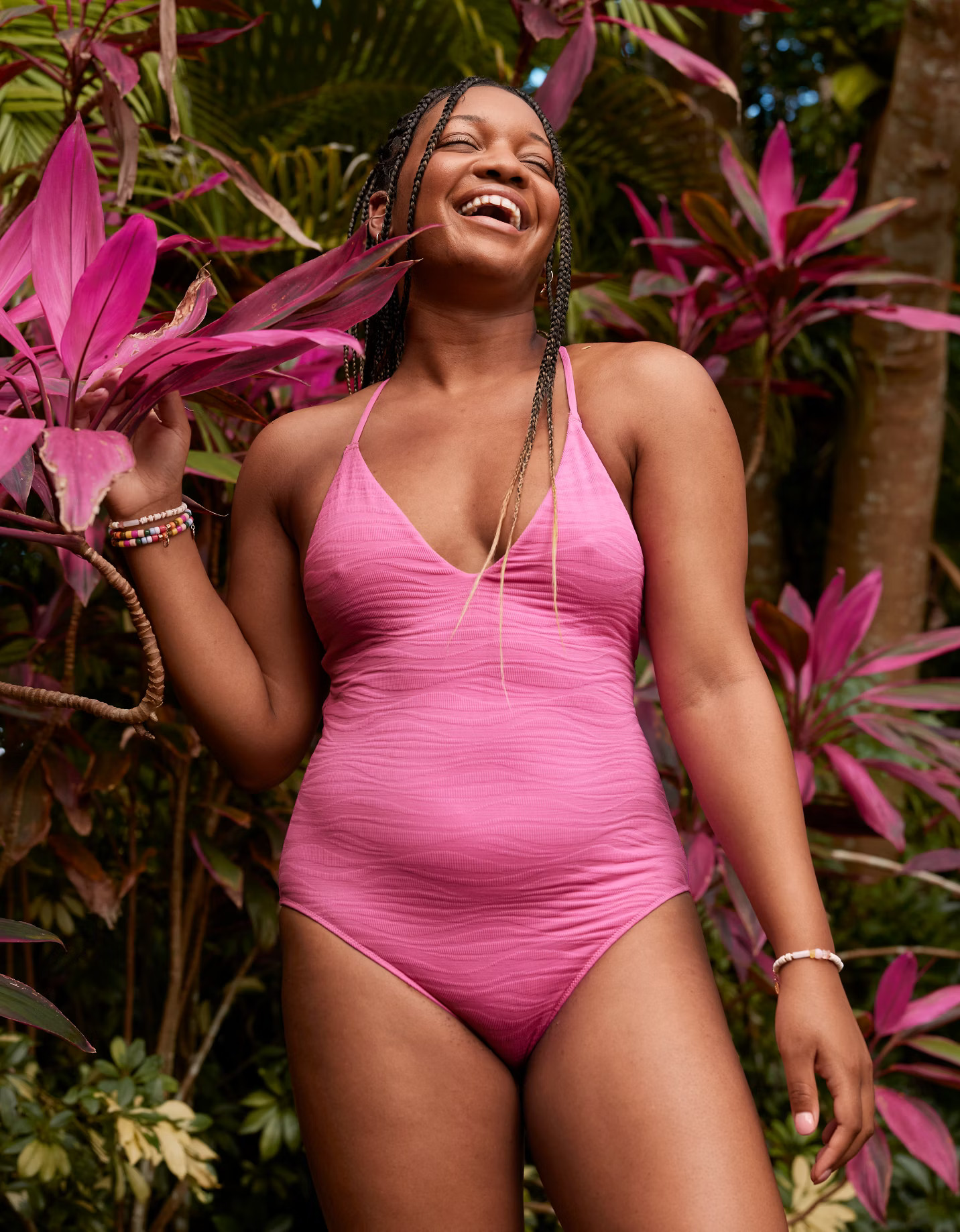 Aerie Jacquard V Scoop One Piece Swimsuit | American Eagle Outfitters (US & CA)