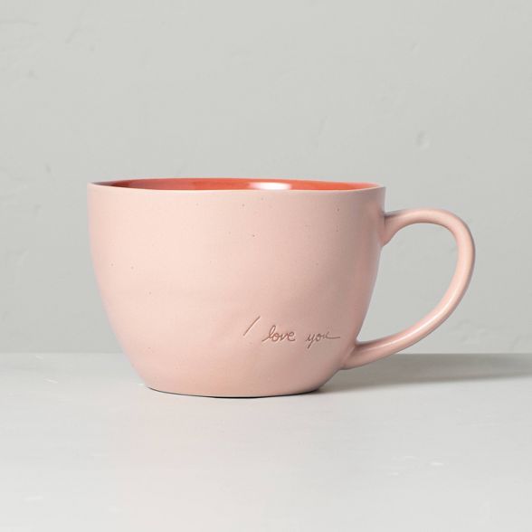 'I Love You' 14.5oz Speckled Stoneware Mug Matte Pink - Hearth & Hand™ with Magnolia | Target