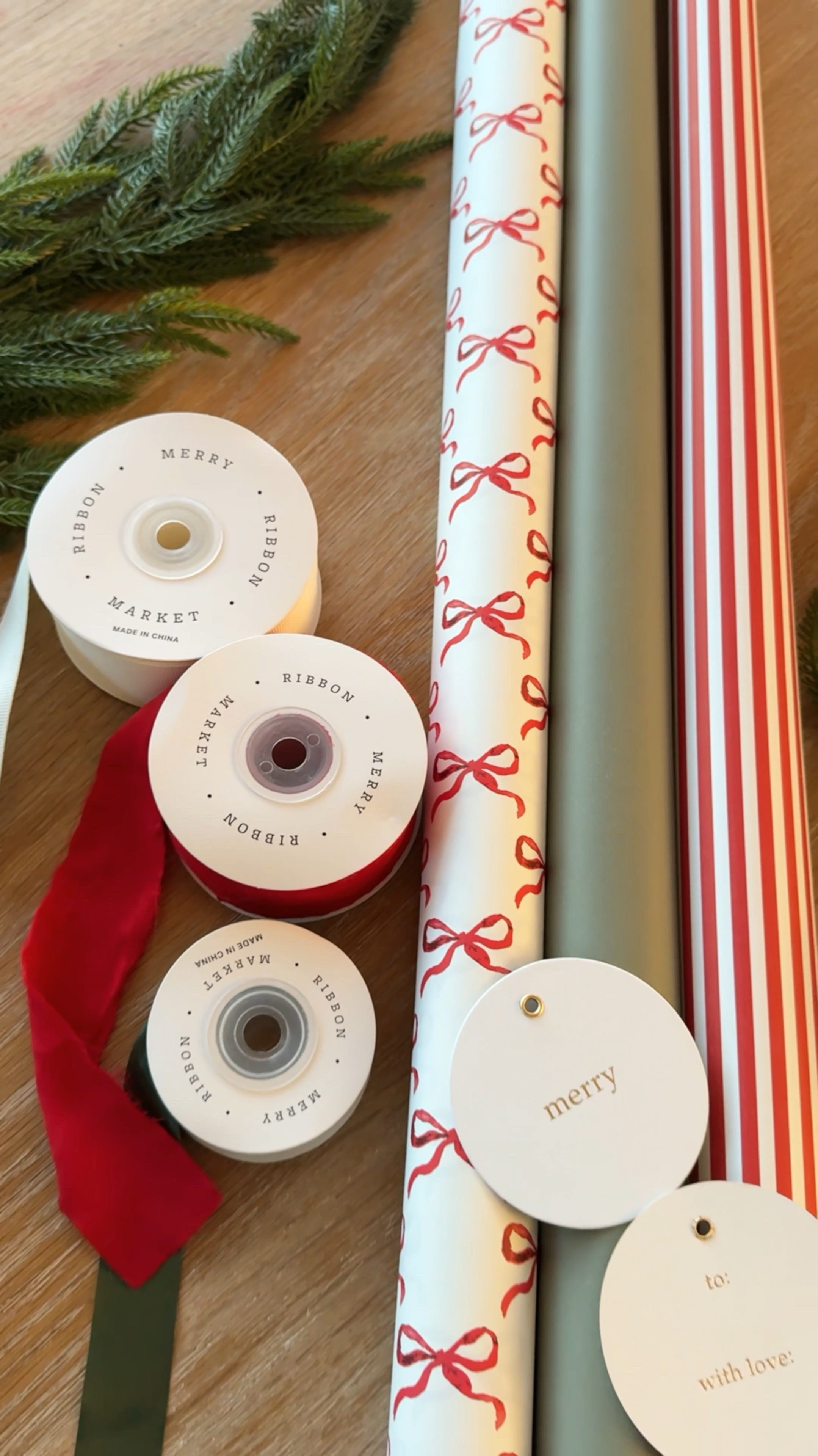 The most gorgeous Christmas wrapping paper with matching bows and gift tags! 

#LTKVideo 

#LTKHoliday #LTKSeasonal