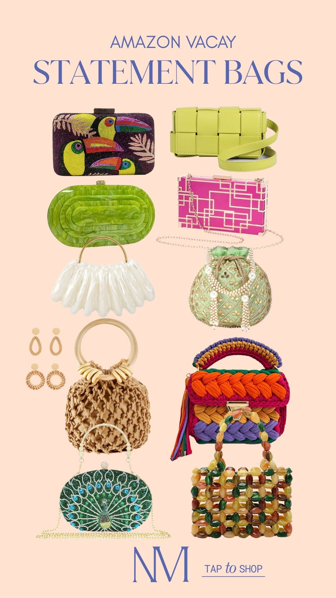 STATEMENT BAGS THAT MAKE THE OUTFIT 👜✨
Vacay-ready & impossible to ignore!!

These bags are the moment—bold colors, textures & unique shapes 🫣✨
Perfect for beach trips, dinners & summer nights out 🌴

statement bags, vacation outfits, summer accessories, bold handbags, woven bags, colorful style, resort wear, amazon finds

#LTKSeasonal #LTKootd