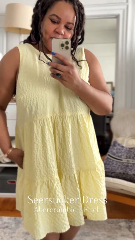 Summer dress by Abercrombie & Fitch. 

Yellow dress, seersucker, summer outfit, midsize style, dress with pockets, Birkenstock metallic sandals, I'm Not Dior tote bag, #FoundItOnAmazon #AmazonFashion #ltkunder100 #ltkshoecrush #ltkunder50 

#LTKSeasonal #LTKstyletip #LTKcurves