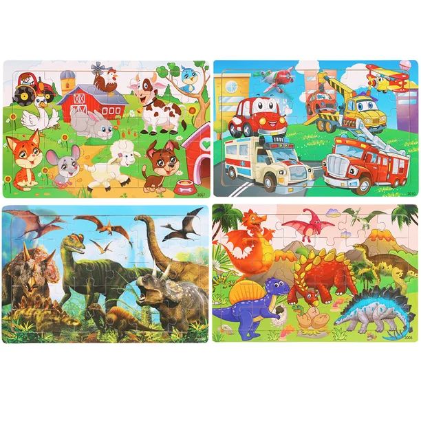 (4 Puzzles*30 Piece) Puzzles for Kids Ages 4-8, Wooden Jigsaw Puzzles 30 Pieces Preschool Toddler... | Walmart (US)