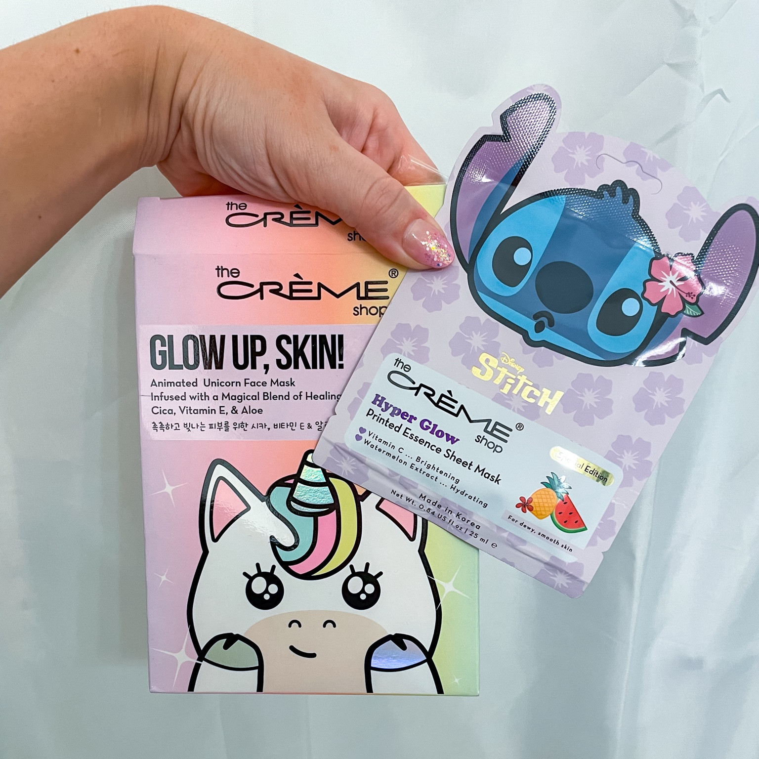 Did some fun face masks with my little this weekend & although she requested I not share our selfies…I had to share these cute little face sheet masks! 💙🩵🦄

#TheCremeShop #Stitch #StitchFinds #FaceMask #MamaAndMini #SpaNight #Unicorn #GlowUp #Skin #HyperGlow 

#LTKbeauty #LTKfamily #LTKfindsunder50