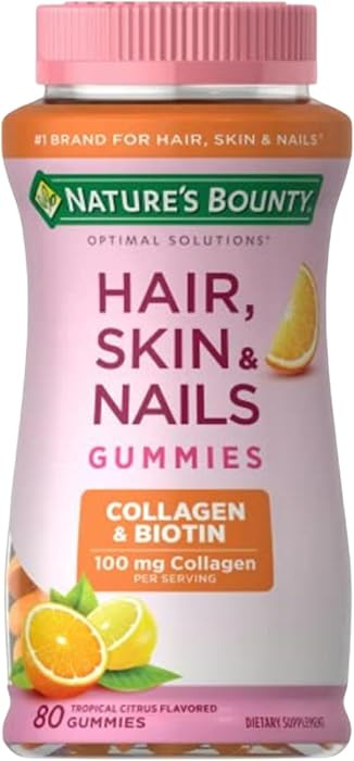 Nature's Bounty Optimal Solutions Hair, Skin & Nails with Biotin and Collagen, Citrus-Flavored Gu... | Amazon (US)