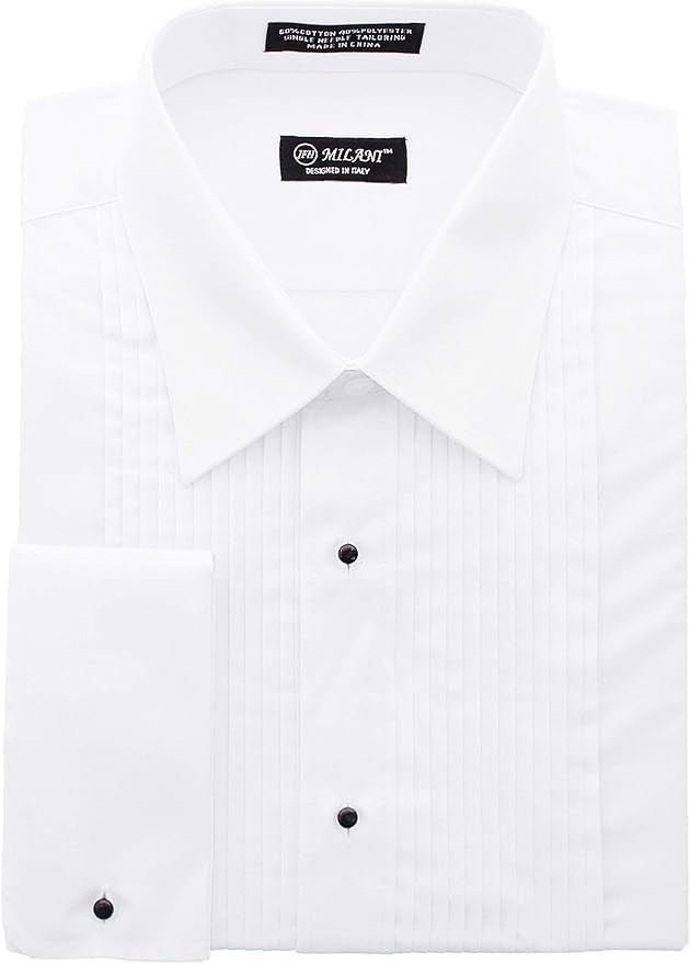 Milani Men's Tuxedo Shirt with French Cuffs and Lay Down Collar | Amazon (US)