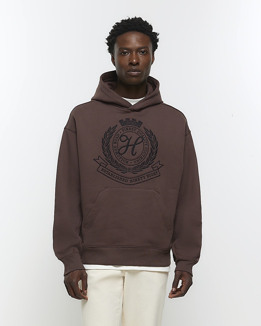 Brown Holloway Road regular graphic hoodie | River Island (US)