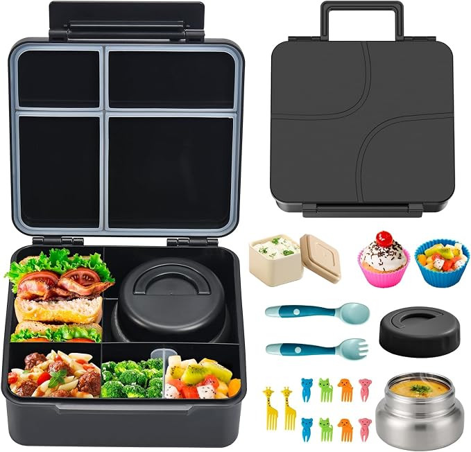 JSLOVE Bento Lunch Box with Leak Proof Thermos Food Jar for Kids, Food Lunch Containers for Boys ... | Amazon (US)