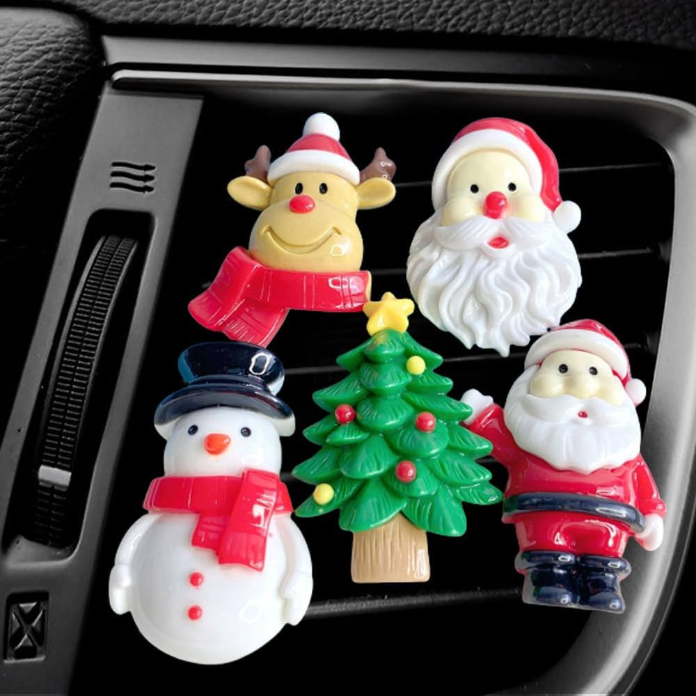 ZOSTLAND Christmas Tree Car Decorative Clip,Cute Reindeer Auto Air Fresheners Vent Clip,Lovely Sn... | Amazon (US)