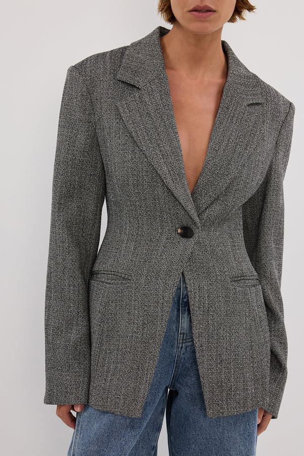 MERRITT CHARCOAL CINCHED BLAZER | DISSH