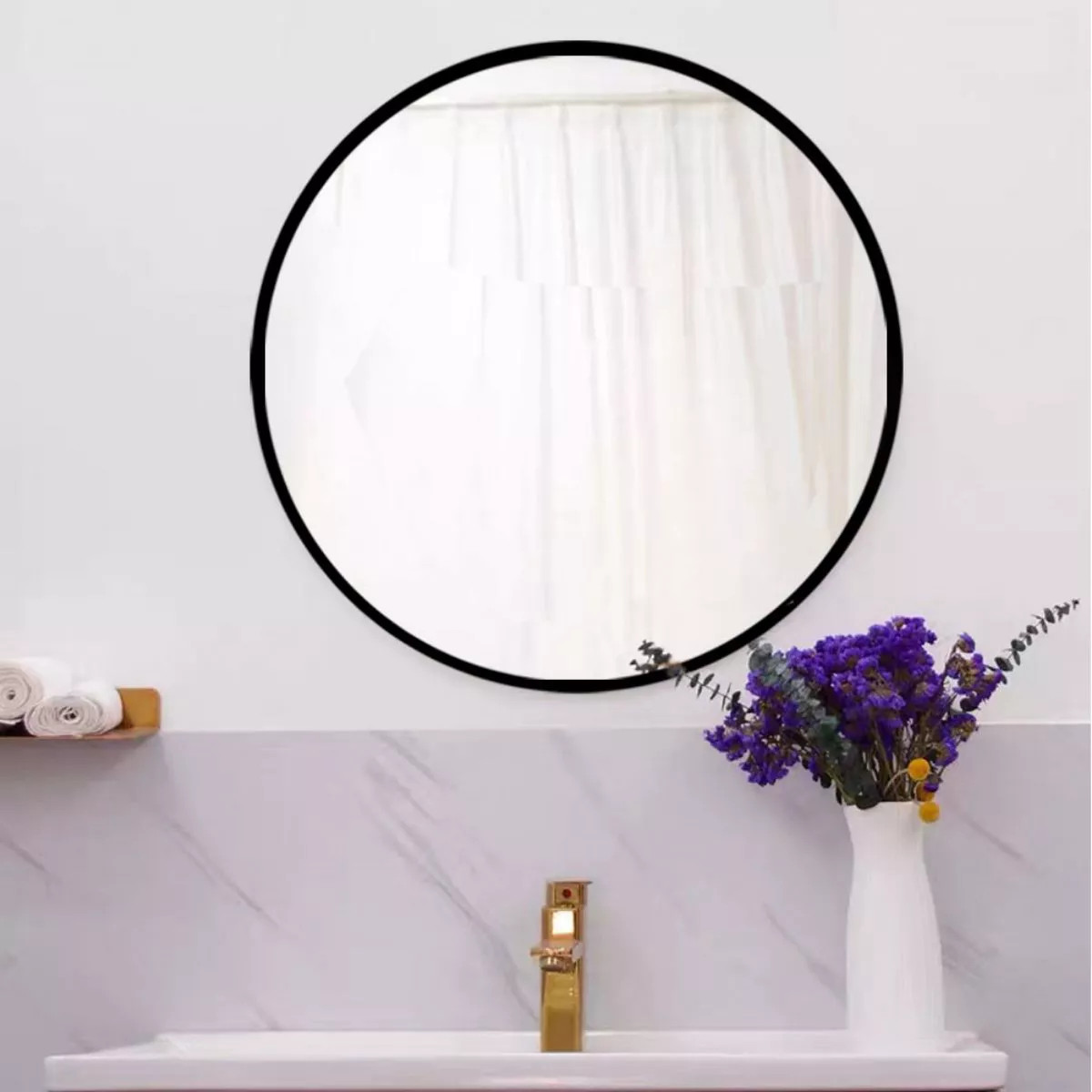 Alani Wall Mounted Round Mirror with Brushed Aluminum Frame Large Circle Mirror For Wall,Circle B... | Target