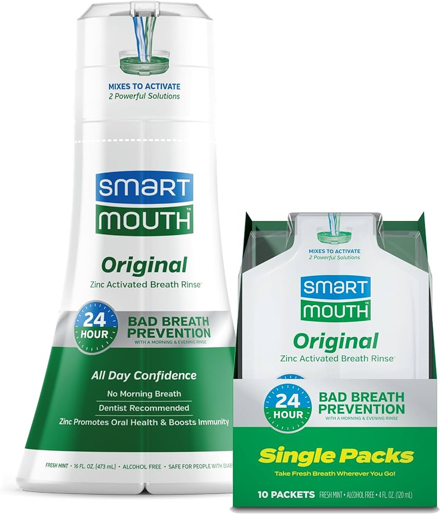 SmartMouth Original Activated Oral Rinse and Box of Travel Packs | Amazon (US)