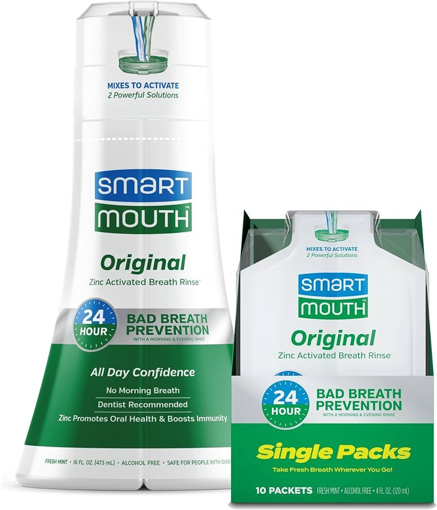 SmartMouth Original Activated Oral Rinse and Box of Travel Packs | Amazon (US)