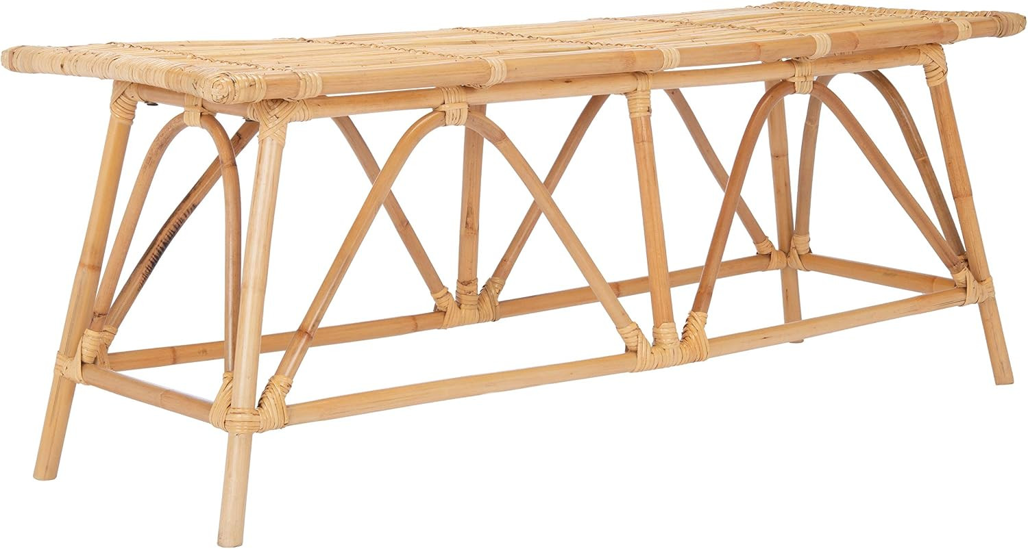 Safavieh Home Collection Montgomery Natural Rattan (15" w. x 47" d. x 18" h.) Coffee Table | Amazon (US)