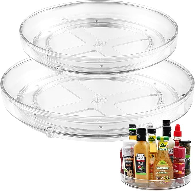 StarryTiger 2 Stück Lazy Susan Drehteller Kühlschrank, 27cm + 23,5cm Kühlschrank Drehteller, G... | Amazon (DE)
