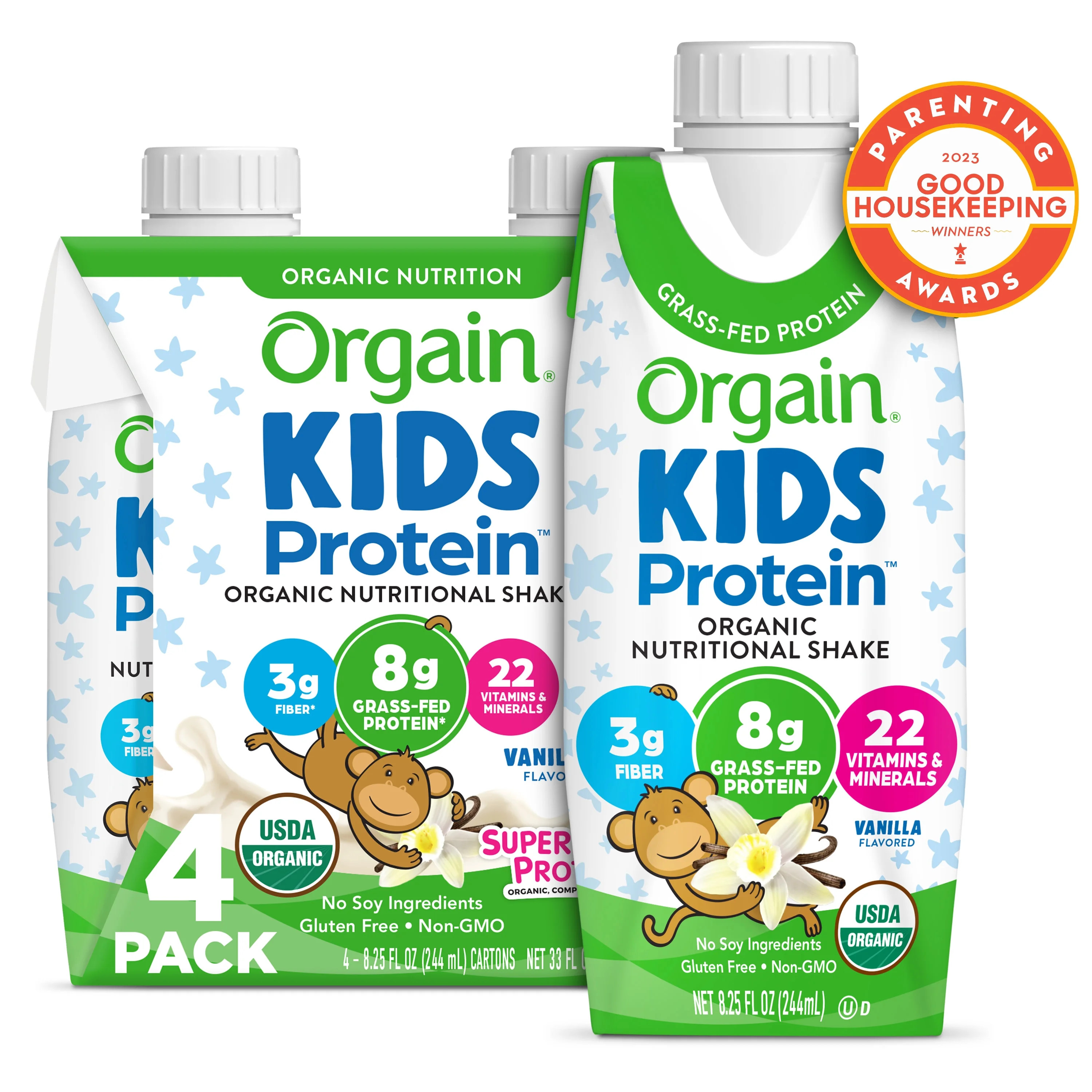 Orgain Organic Kids Nutritional Shake, 22 Vitamins & Minerals, Vanilla, 4ct | Walmart (US)