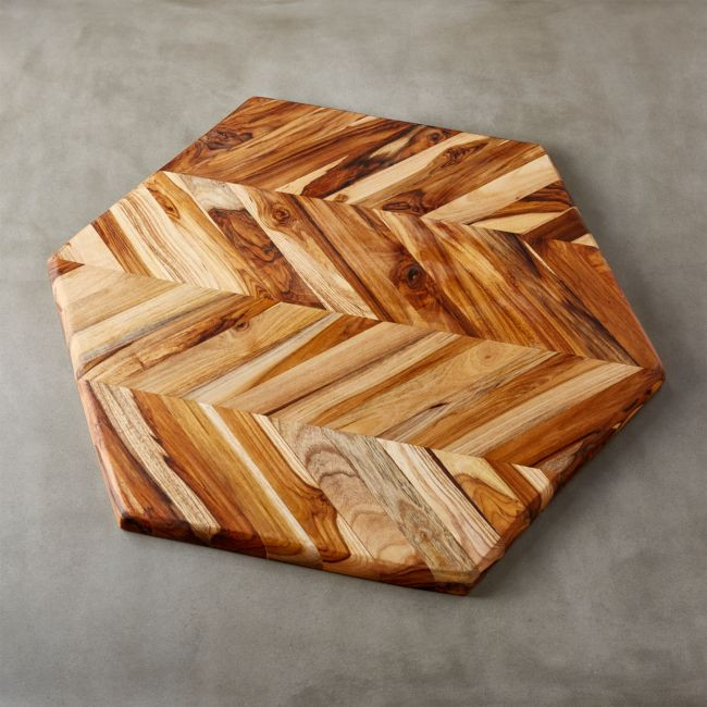 Hex Large Teak Serving Board | CB2