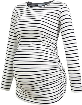 Smallshow Women's Maternity Shirts Long Sleeve Pregnancy Clothes Tops 3-Pack | Amazon (US)