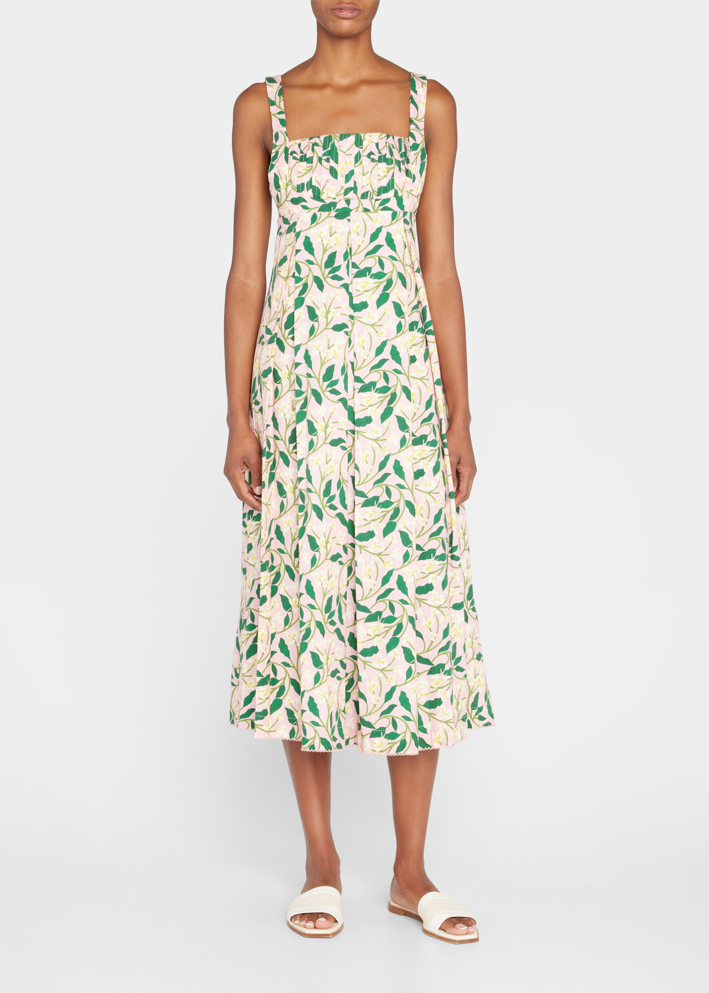 Agua by Agua Bendita Hortensia Pleated Sleeveless Midi Floral Dress | Bergdorf Goodman