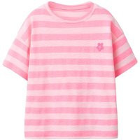 Zara - Striped T-Shirt With Flower Patch - Pink Marl - 1½ Years (33,9 Inches) - Kids | Zara US