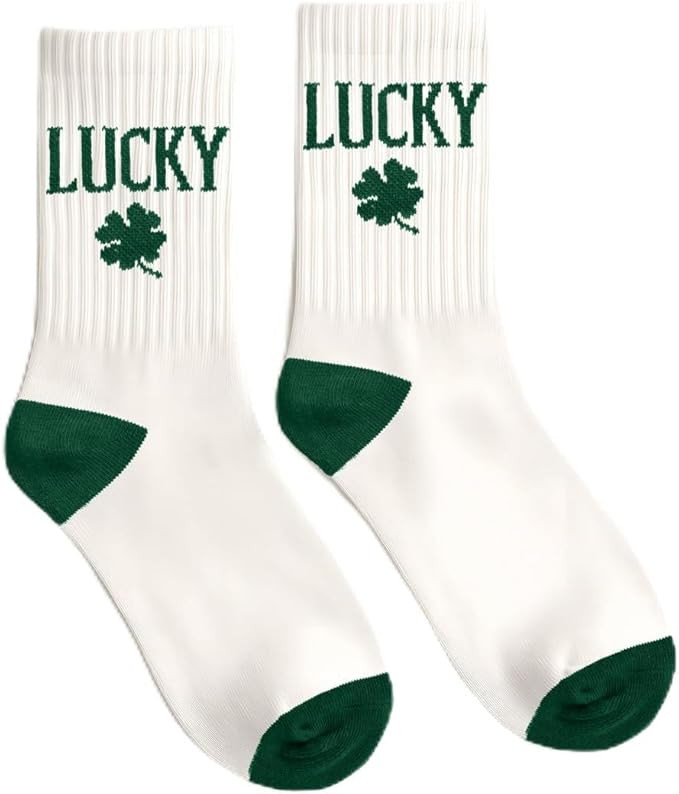 xo, Fetti St Patrick's Day Socks | Lucky Green Embroidered Shamrock, St Pattys Day, Outfit, Acces... | Amazon (US)